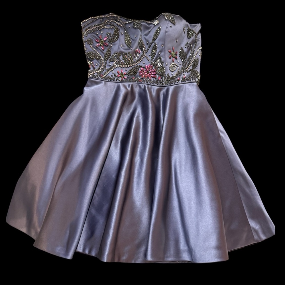 Sherri Hill Deep Purple Satin Beaded Cocktail Dress NWT Size 2